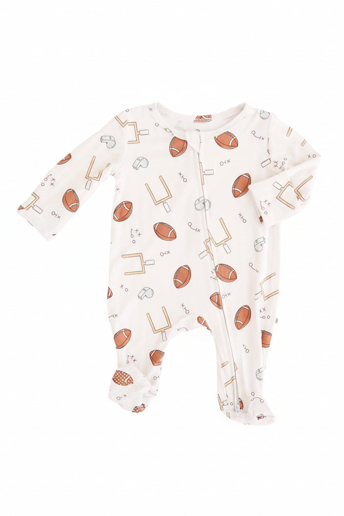 Tiny Touchdowns Zipper Footie | Neutral