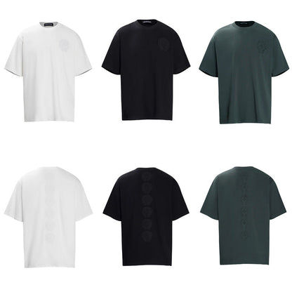 Chrome Heart T Shirts Crowe Cross Print Short Sleeve T-Shirt Loose